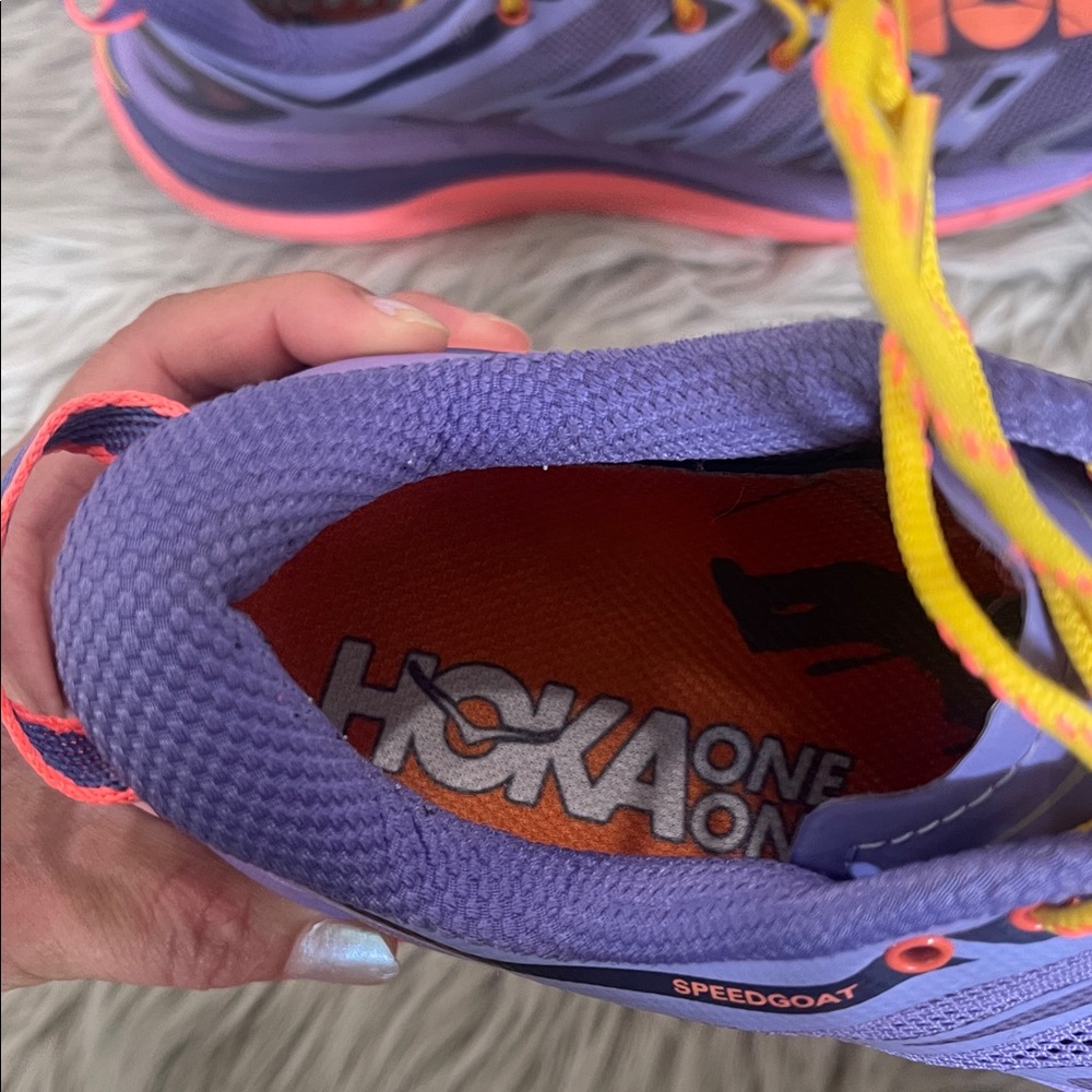 Hoka Purple Coral Yellow Speedgoat Women's Trail Shoes
(9.5) - Picture 6 of 15